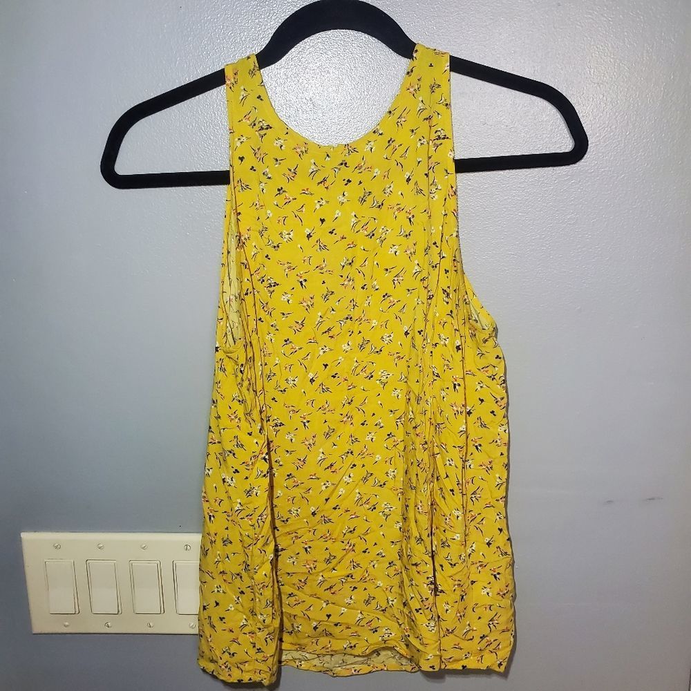Old navy yellow floral tank top S